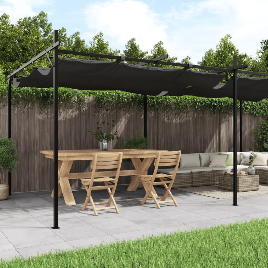 Pergola Se Zatahovací Střechou Antracitová 589 X 292 X 230 Cm