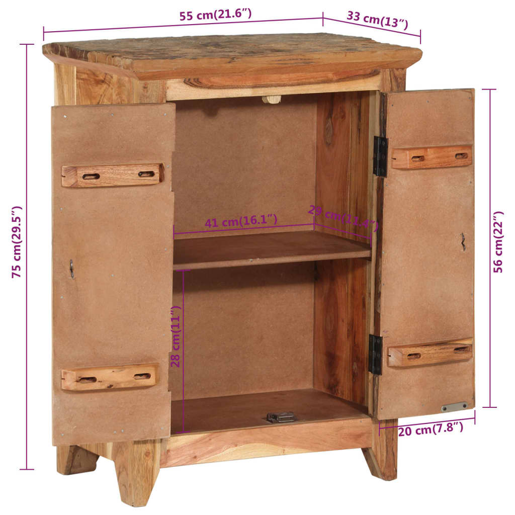 Příborník 55 X 33 X 75 Cm Masivní Akácie A Recyklované Dřevo