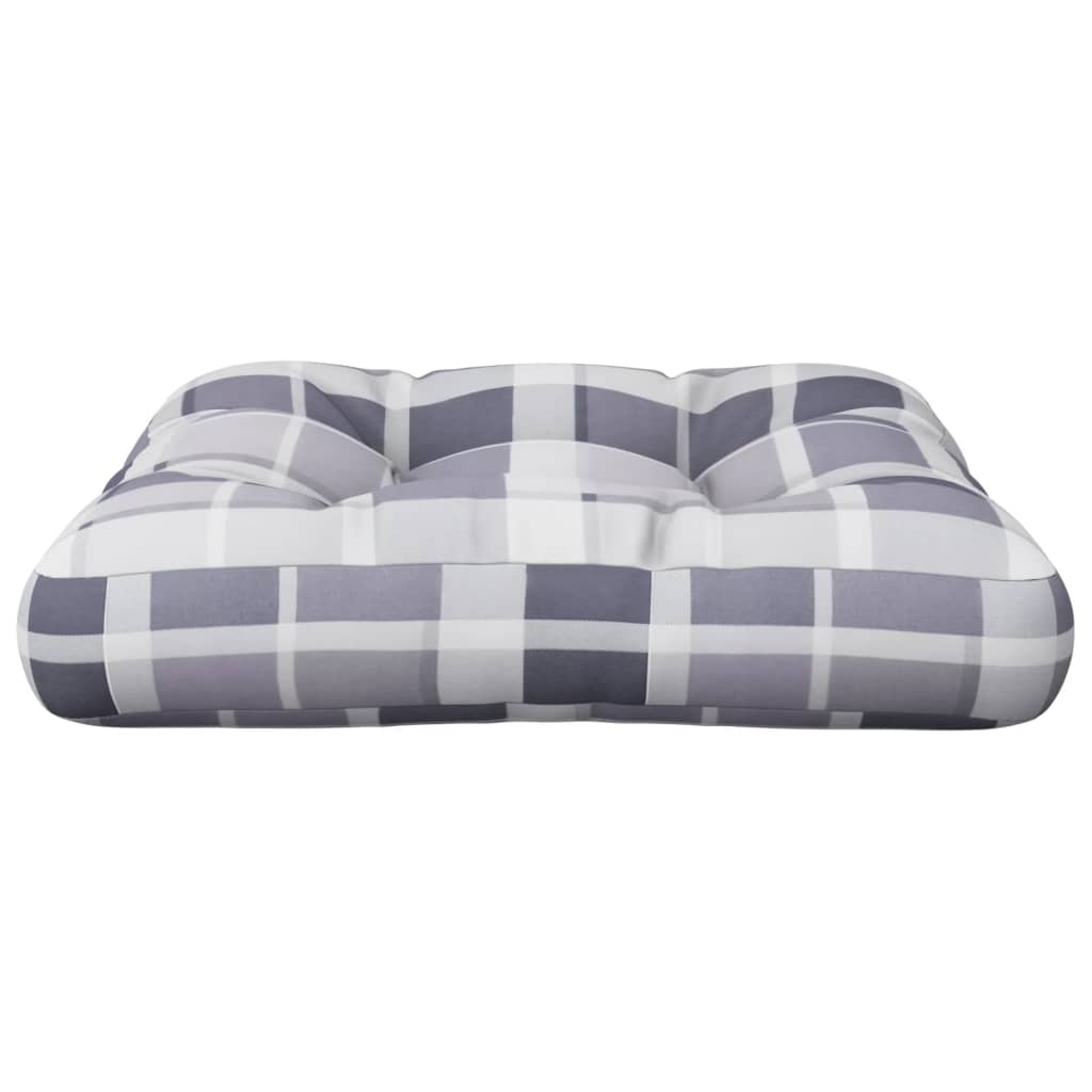 Poduška Na Palety Šedá Károvaná 60 X 60 X 12 Cm Textil