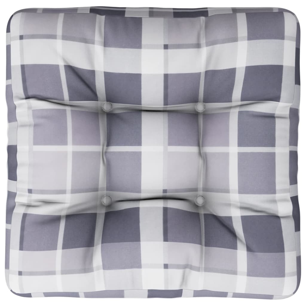 Poduška Na Palety Šedá Károvaná 60 X 60 X 12 Cm Textil