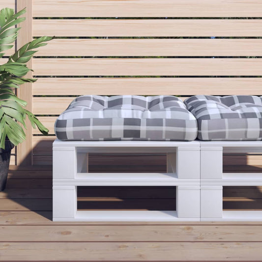 Poduška Na Palety Šedá Károvaná 60 X 60 X 12 Cm Textil
