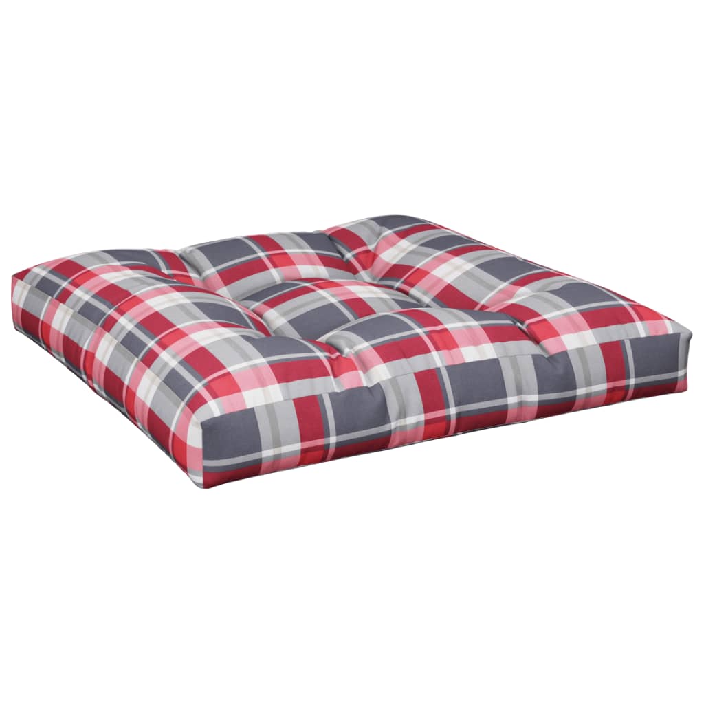 Poduška Na Palety Červená Károvaná 70 X 70 X 12 Cm Textil