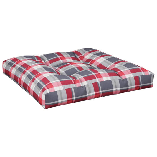 Poduška Na Palety Červená Károvaná 70 X 70 X 12 Cm Textil