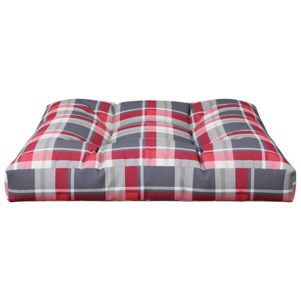 Poduška Na Palety Červená Károvaná 70 X 70 X 12 Cm Textil