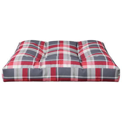 Poduška Na Palety Červená Károvaná 70 X 70 X 12 Cm Textil