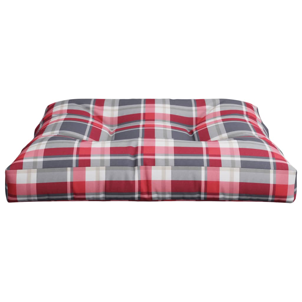 Poduška Na Palety Červená Károvaná 70 X 70 X 12 Cm Textil