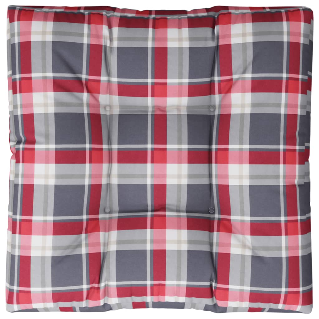 Poduška Na Palety Červená Károvaná 70 X 70 X 12 Cm Textil