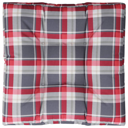 Poduška Na Palety Červená Károvaná 70 X 70 X 12 Cm Textil