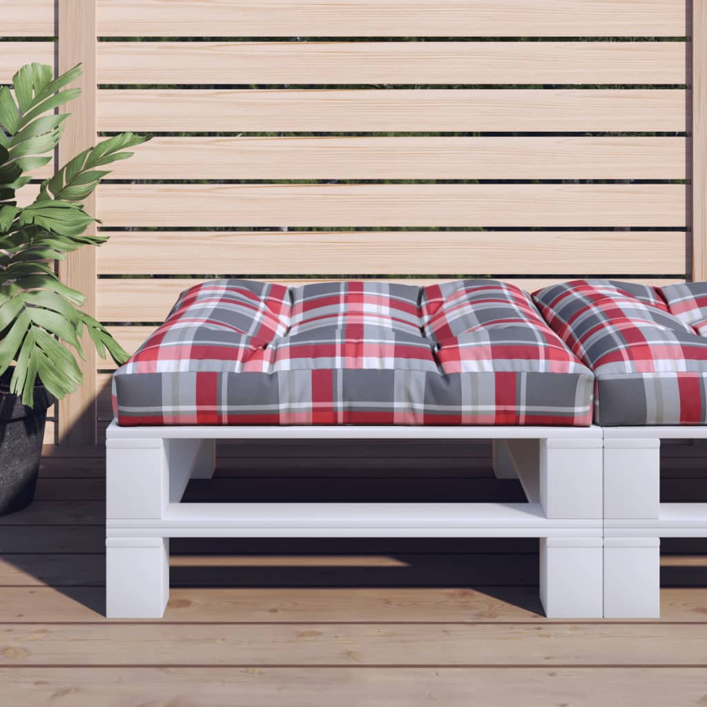 Poduška Na Palety Červená Károvaná 70 X 70 X 12 Cm Textil