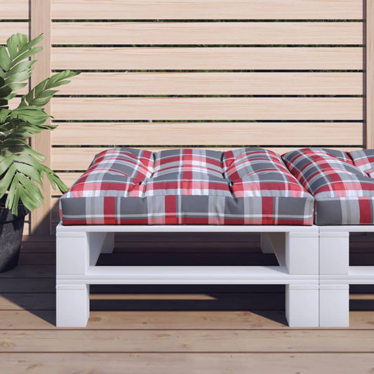 Poduška Na Palety Červená Károvaná 70 X 70 X 12 Cm Textil