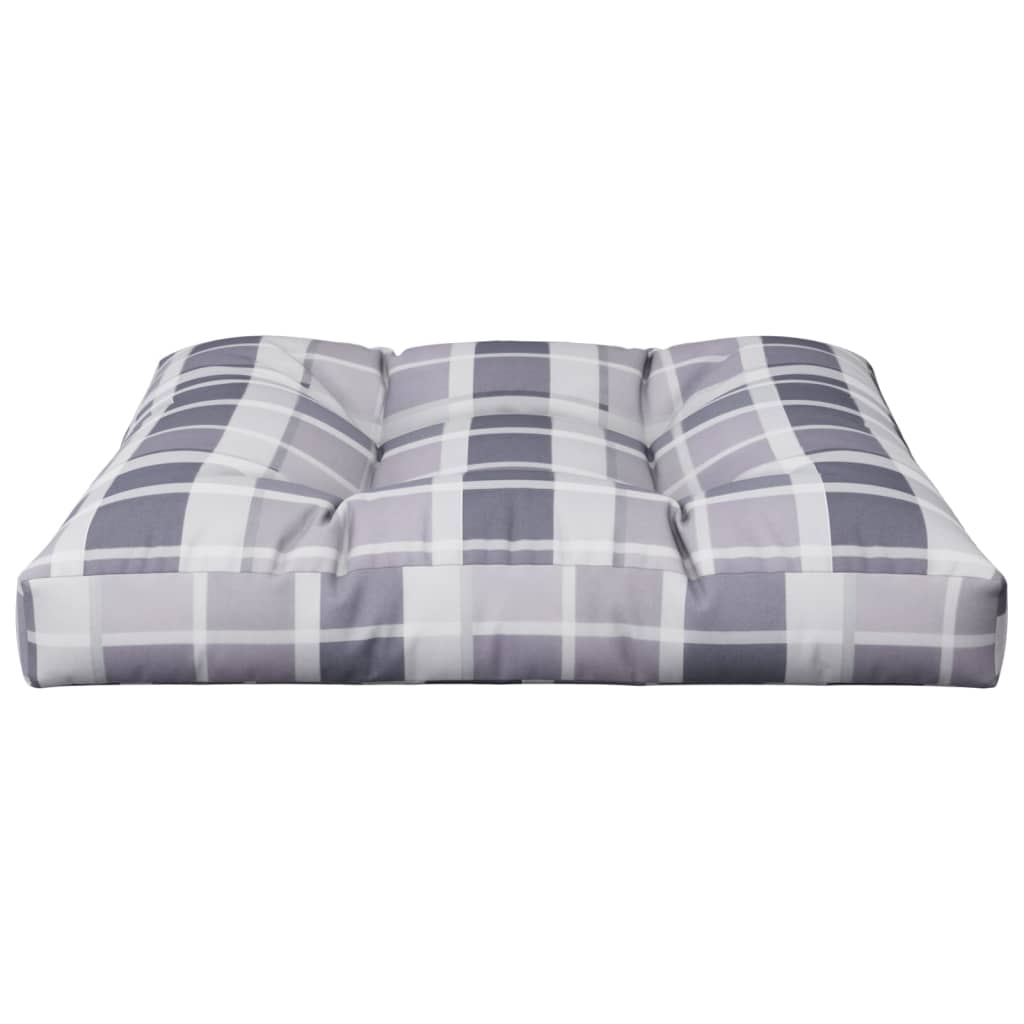 Poduška Na Palety Šedá Károvaná 80 X 80 X 12 Cm Textil