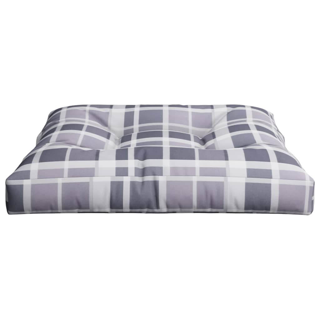 Poduška Na Palety Šedá Károvaná 80 X 80 X 12 Cm Textil