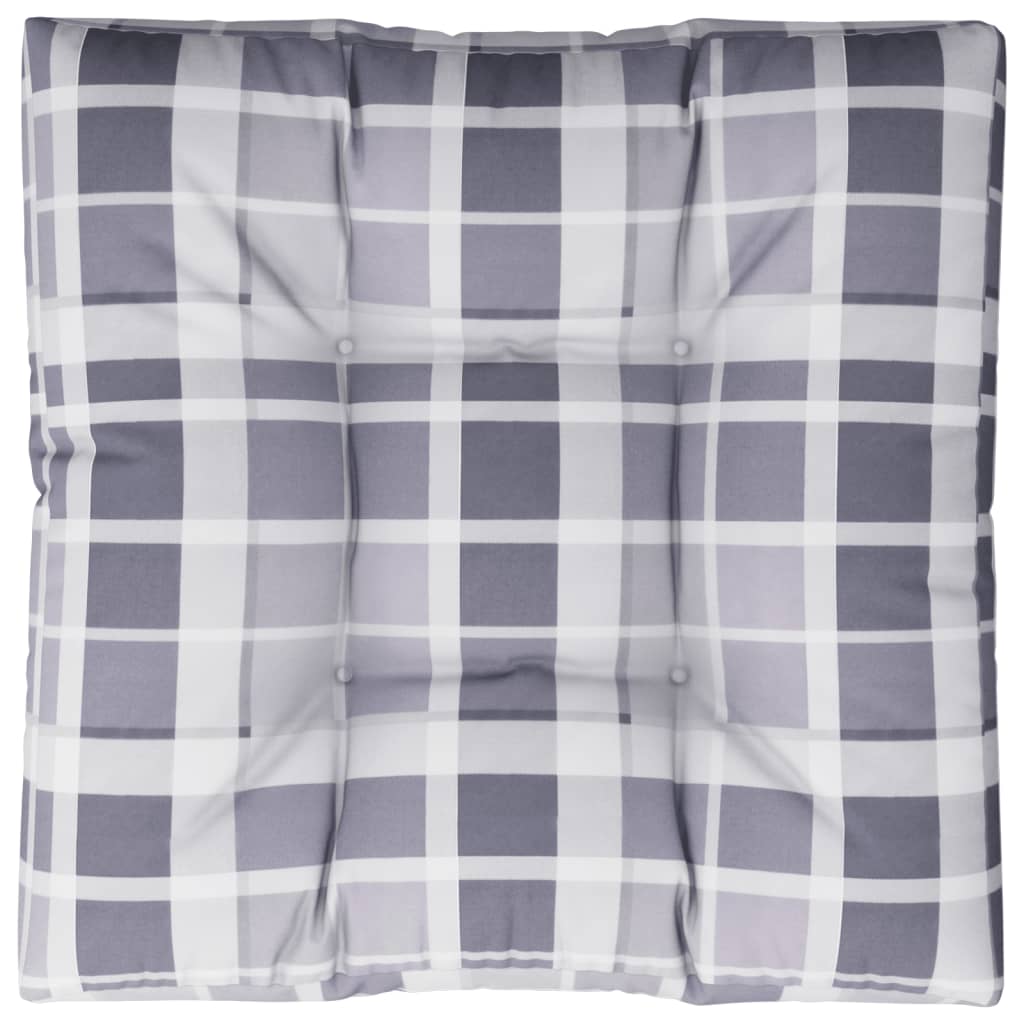 Poduška Na Palety Šedá Károvaná 80 X 80 X 12 Cm Textil