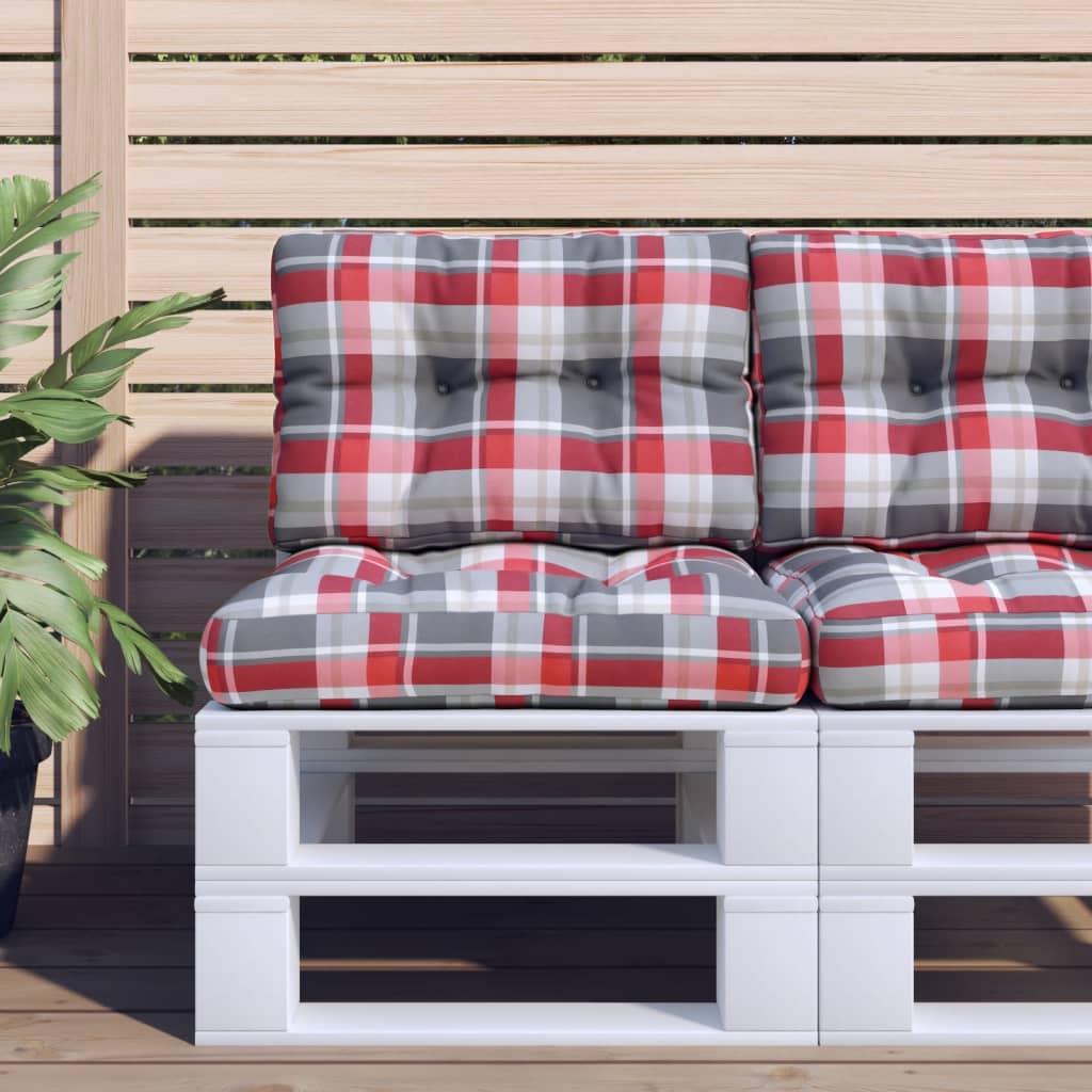 Poduška Na Palety Červená Károvaná 80 X 40 X 10 Cm Textil Vzor Červená Kostka