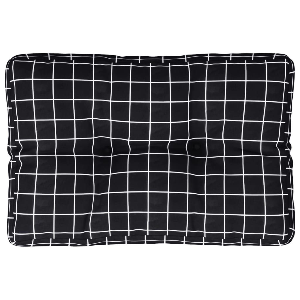 Poduška Na Palety Černá Károvaná Textil Černý Kostkovaný Vzor