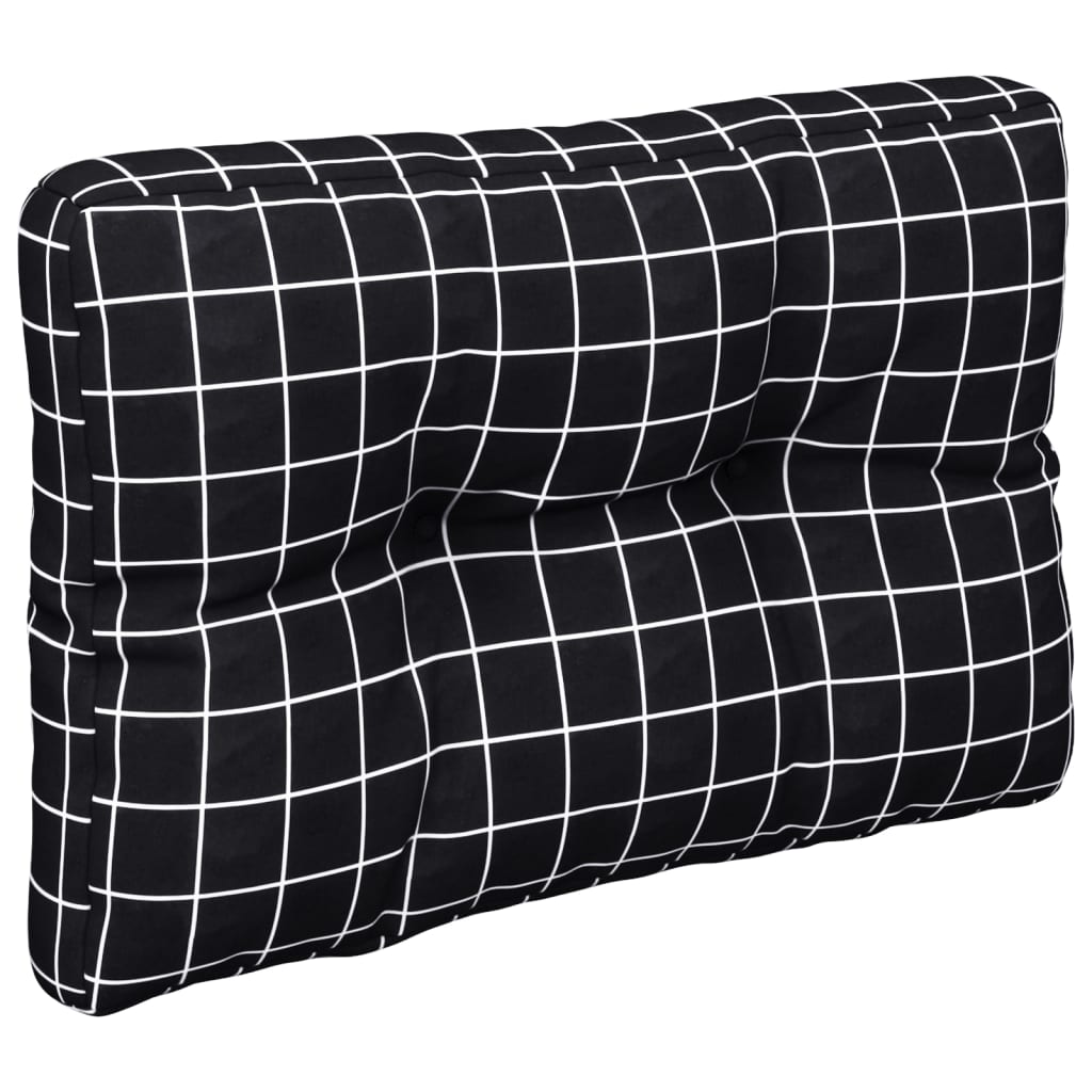 Poduška Na Palety Černá Károvaná Textil Černý Kostkovaný Vzor