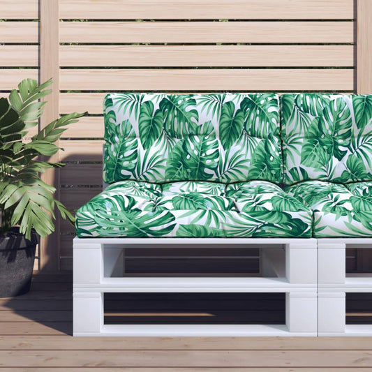 Poduška Na Palety Vzor Listů 70 X 40 X 12 Cm Textil
