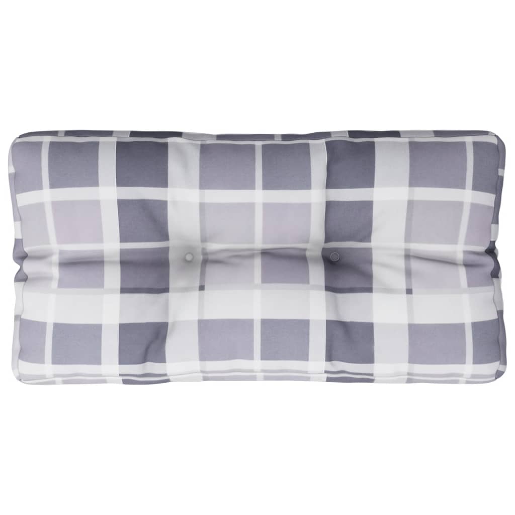 Poduška Na Palety Šedá Károvaná 80 X 40 X 10 Cm Textil
