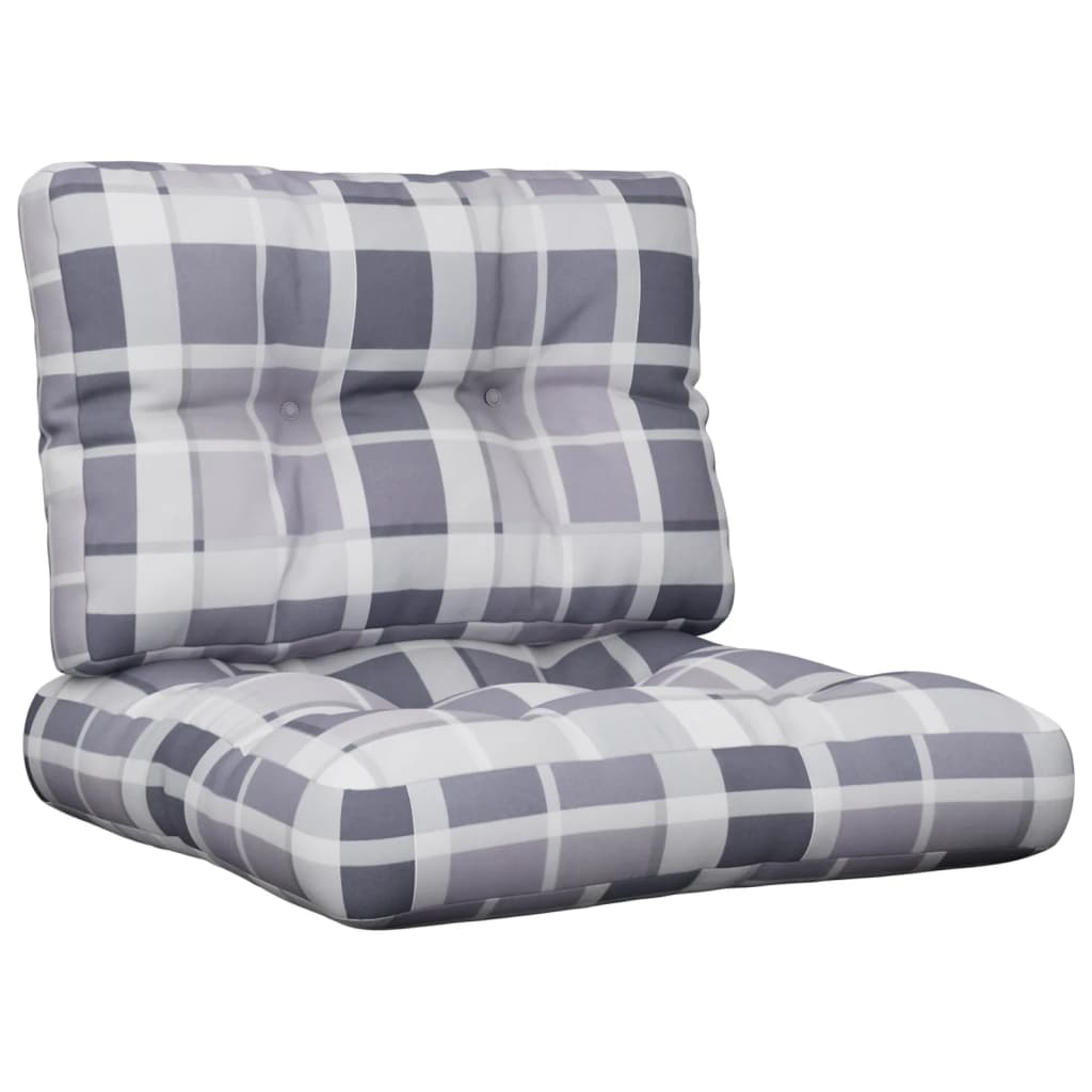 Podušky Na Palety 2 Ks Šedé Kárované Textil