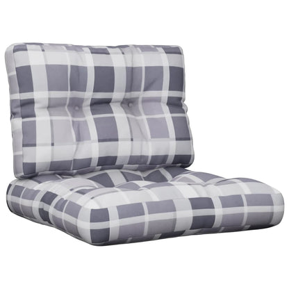 Podušky Na Palety 2 Ks Šedé Kárované Textil