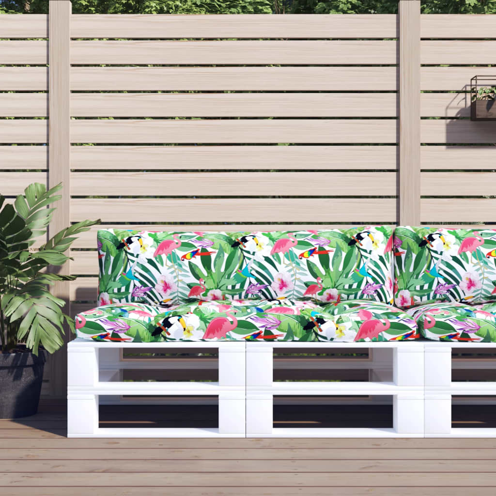 Podušky Na Nábytek Z Palet 3 Ks Vzor Listů Oxfordská Tkanina