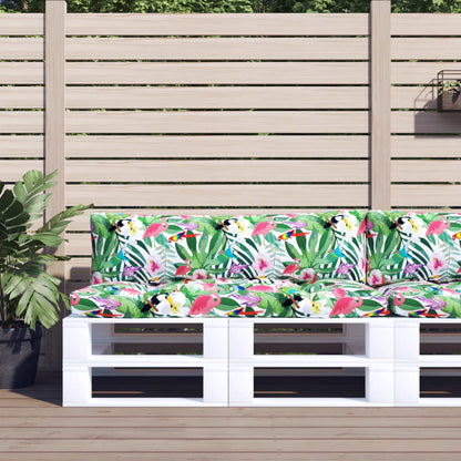 Podušky Na Nábytek Z Palet 3 Ks Vzor Listů Oxfordská Tkanina