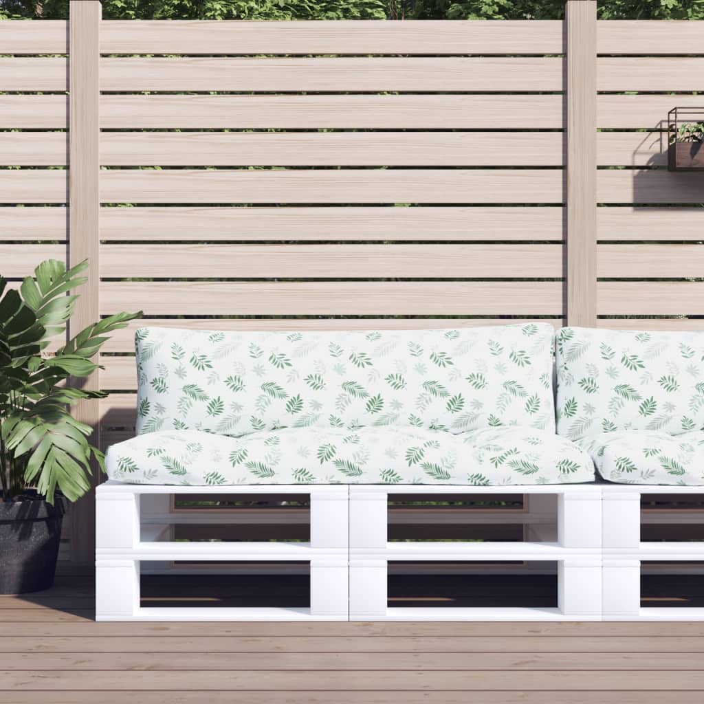 Podušky Na Nábytek Z Palet 3 Ks Vzor Listů Oxfordská Tkanina