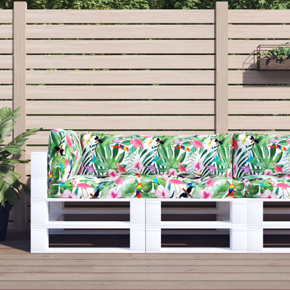 Podušky Na Nábytek Z Palet 3 Ks Vzor Listů Oxfordská Tkanina