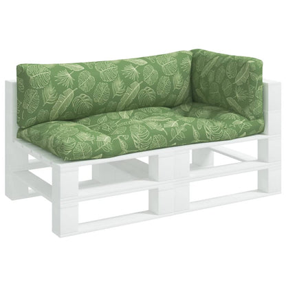 Podušky Na Nábytek Z Palet 3 Ks Vzor Listů Oxfordská Tkanina