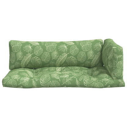 Podušky Na Nábytek Z Palet 3 Ks Vzor Listů Oxfordská Tkanina