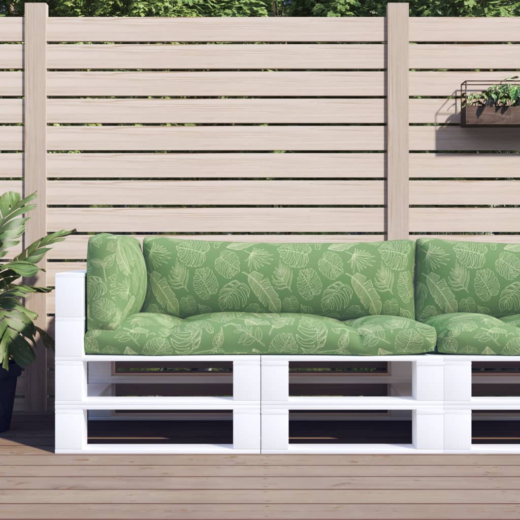 Podušky Na Nábytek Z Palet 3 Ks Vzor Listů Oxfordská Tkanina