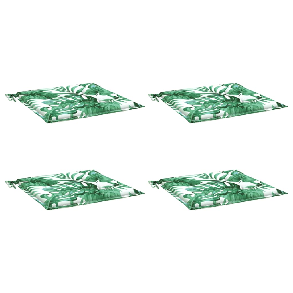 Podušky Na Židli 4 Ks Vzor Listů 40 X 40 X 3 Cm Textil