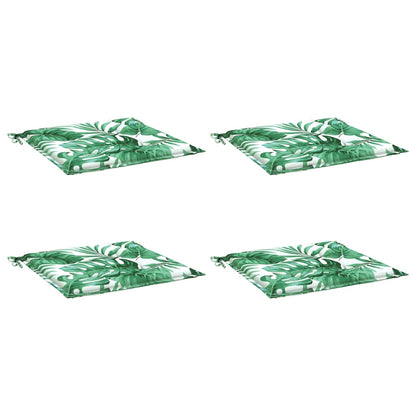Podušky Na Židli 4 Ks Vzor Listů 40 X 40 X 3 Cm Textil