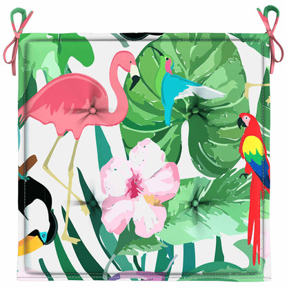 Podušky Na Zahradní Židli 4 Ks Vícebarevné Textil Zelená A Růžová