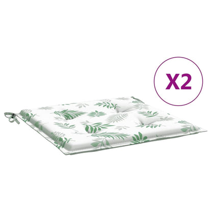 Podušky Na Židli 2 Ks Vzor Listů 50 X 50 X 4 Cm Textil