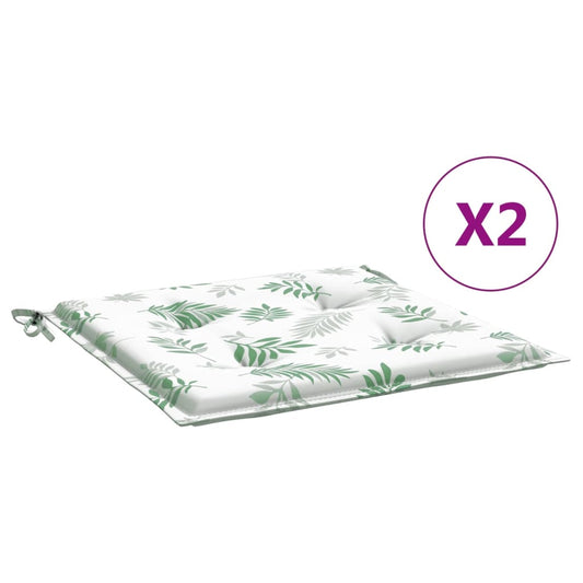 Podušky Na Židli 2 Ks Vzor Listů 50 X 50 X 4 Cm Textil