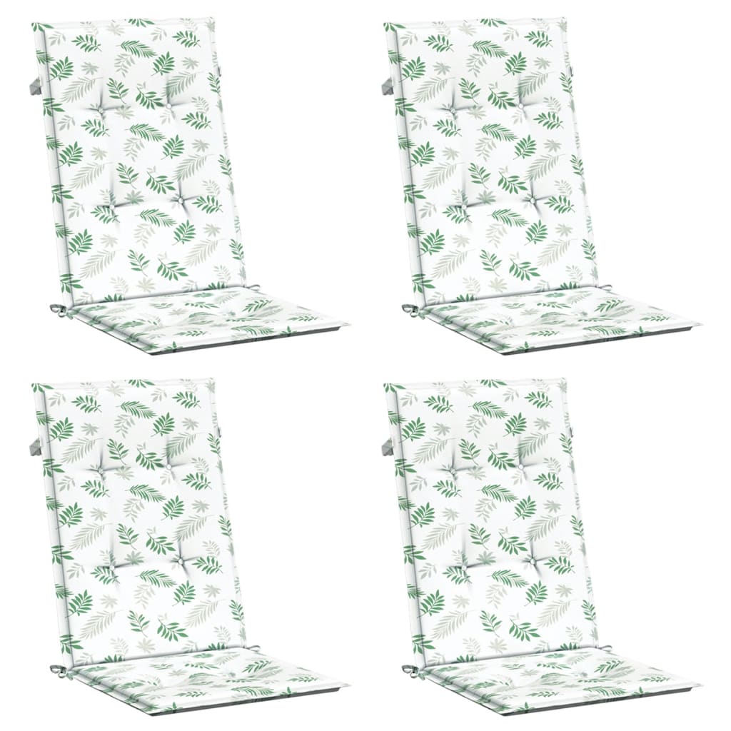 Podušky Na Židli S Vysokým Opěradlem 4 Ks Vzor Listů Textil