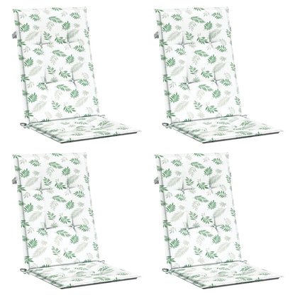 Podušky Na Židli S Vysokým Opěradlem 4 Ks Vzor Listů Textil
