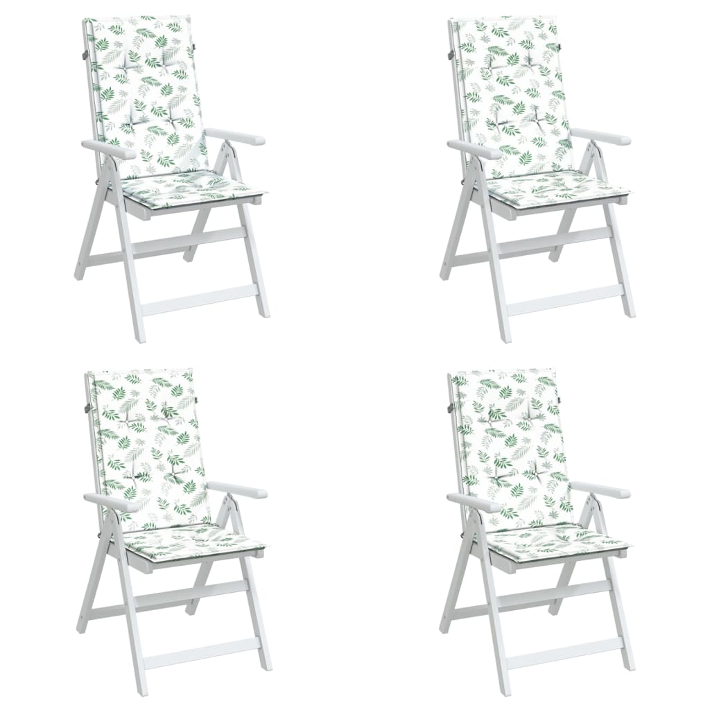 Podušky Na Židli S Vysokým Opěradlem 4 Ks Vzor Listů Textil