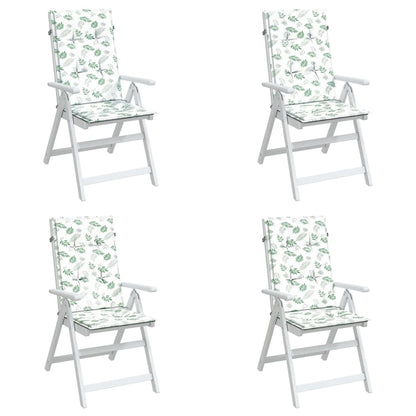 Podušky Na Židli S Vysokým Opěradlem 4 Ks Vzor Listů Textil