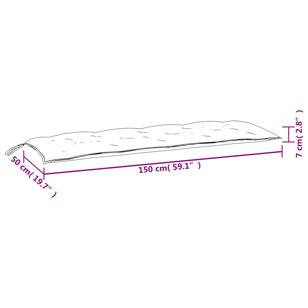Podušky Na Lavici 2 Ks Černé Kárované 150 X 50 X 7 Cm Textil