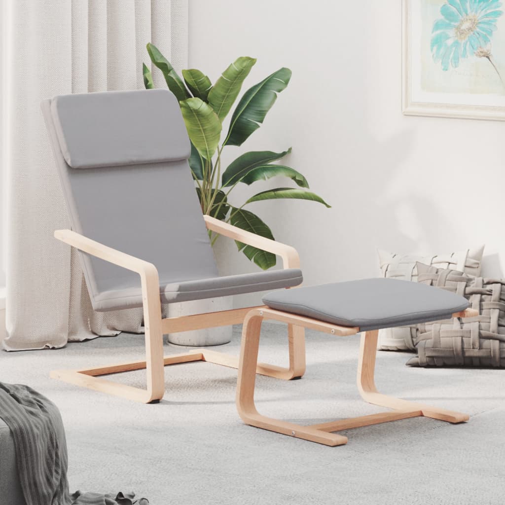 Relaxační Křeslo S Podnožkou Světle Šedé Textil