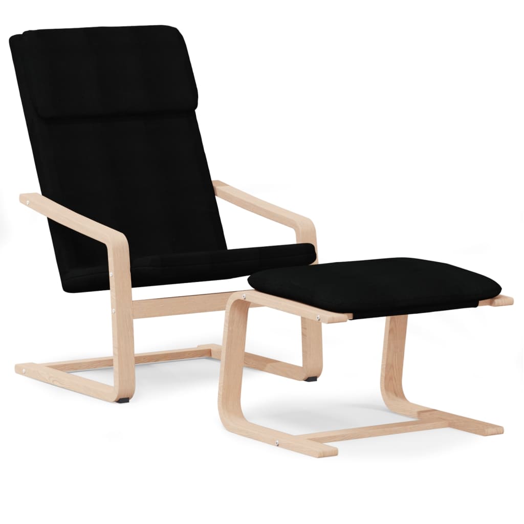 Relaxační Křeslo S Podnožkou Černé Textil