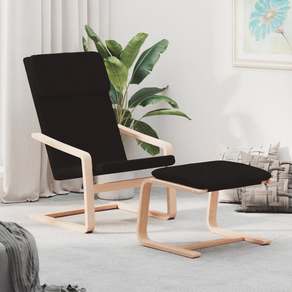 Relaxační Křeslo S Podnožkou Černé Textil