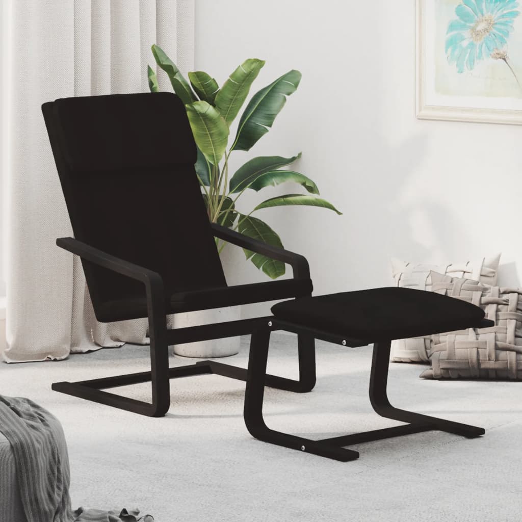 Relaxační Křeslo S Podnožkou Černé Textil