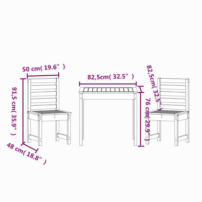 3Dílný Zahradní Bistro Set Masivní Borové Dřevo