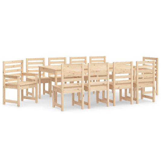 11Dílný Zahradní Jídelní Set Masivní Borové Dřevo
