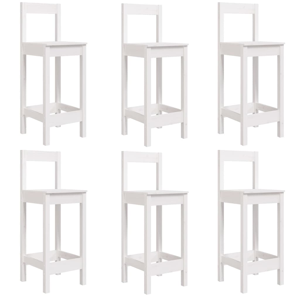 7Dílný Zahradní Barový Set Bílý Masivní Borové Dřevo
