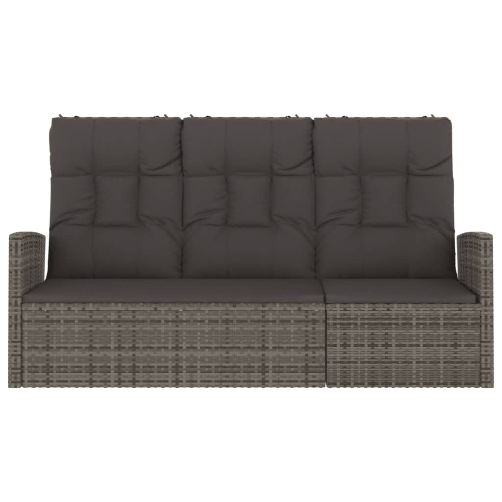 Polohovací Zahradní Lavice S Poduškami Šedá 173 Cm Polyratan