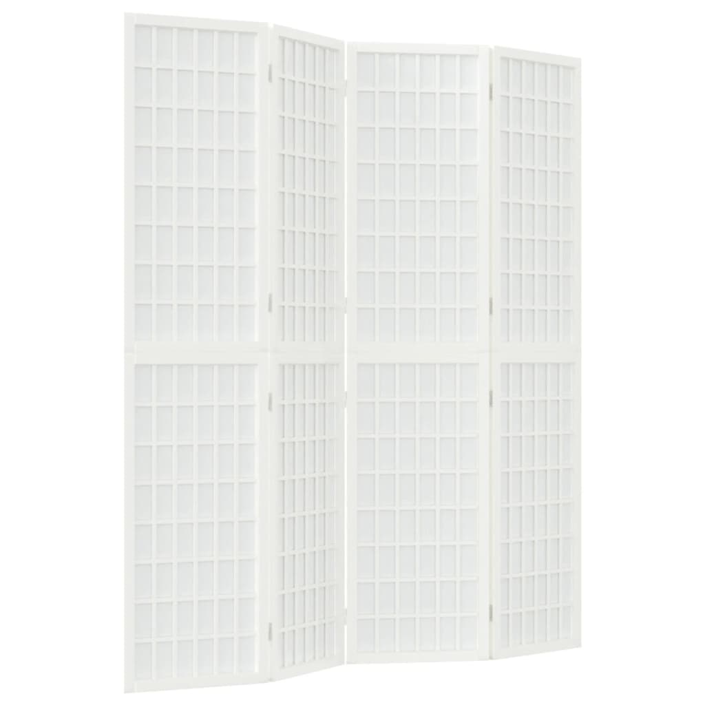 Skládací 4Dílný Paraván V Japonském Stylu Bílý